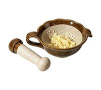 Small Mortar and Pestle - Ergonomic Ceramic Garlic Crusher Grinder Bowl | No Rock Powder Mortar and Pestle Set for Dorm Home Crafting Outdoor Camping Restaurant