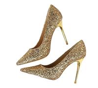 Small Nich Single Shoe Spring/Summer Item Slim Heel Pointed Shallow Mouth Work Shoes Temperament High Heels(Gold,40)