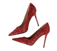 Small Nich Single Shoe Spring/Summer Item Slim Heel Pointed Shallow Mouth Work Shoes Temperament High Heels(Red,34)
