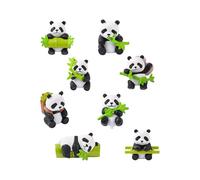 Small Panda Figurine Decorative Resin Panda Figurines for Diy Crafts 8Pcs