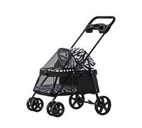 Small Pet Stroller for Cats Dogs, Exquisite Dog Pram Pushchair for Dogs Cats Lightweight Dog Strollers for Small Dogs Clearance Folding Pet Stroller 4-wheel Travel Carrier(Zebra)