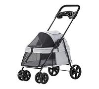 Small Pet Stroller for Cats Dogs, Exquisite Dog Pram Pushchair for Dogs Cats Lightweight Dog Strollers for Small Dogs Clearance Folding Pet Stroller 4-wheel Travel Carrier(Grey)