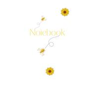 Small, Pocket Size NoteBook, Lined paper, 100 pages, Notes, Journal, Thoughts, Ideas, Projects, Appointments, Ruled pages, Paperback, 5x8in, Bees and Sunflower theme.