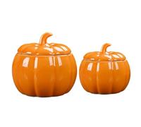 Small Pumpkin Jar - Ceramic Pumpkin Shaped Storage Jar With Lid | Airtight Treat Charming Container | Thanksgiving Treat Food Container Fall Home Decor For Kitchen Party Bedroom Dorm Living Room