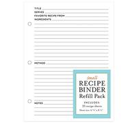 Small Recipe Binder Refill Pack: 25 Sheets