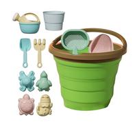 Small Sand Toys, Kids Sand Castle Toys, Outdoor Beach Digging Game Set with Folding Fruit Buckets, Shovels & Molds for Garden Pool Backyard Camping Travel Vacation Play Ages 3+