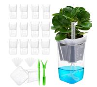 Small Self Watering Pots - 12 Pieces Clear Grow Cups with Drainage Holes,Planter Pot with Water Level Indicator,for Bedroom Balcony Patio Deck Porch Garden Yard Indoor Outdoor