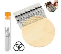 Small Sewing DIY Knit Patch Loom Kit,Mini Portable Weave Darning Looms Knitting Machine,Wooden Yarn Knitting Tool Set for Mending Jeans Socks Clothes (28 Hooks)