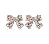 Small Simple And Cute Bow Earrings: Charming Accessories That Of Sweetness And To Your Look Orecchini E Collana Set Sposa (Silver, One Size)