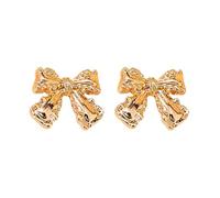 Small Simple And Cute Bow Earrings: Charming Accessories That Of Sweetness And To Your Look Orecchini E Collana Set Sposa (Gold, One Size)