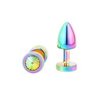 Small Size Metal Anal Beads Butt Plug Mini Rainbow Rose Gold Butt Plug Crystal Jewelry Trainer Anal Dildo Masturbation Sex Toy(22)