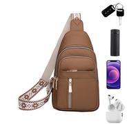 Small Sling Bag | Waterproof PU Leather Purse | 18x6x30cm Multi-Pocket Vintage Chest Pack, 350g Solid Color Shoulder Handbag, Stylish Casual Waist Satchel For Women | Travel Daily Streetwear