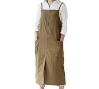 Small snail Grembiule da donna in stile giapponese, regolabile, impermeabile, in cotone e lino, con grandi tasche, per negozio di fiori, caffetteria, artigianato, pasticceria, casual, tinta unita,