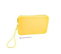 Small Square Silicone Cosmetic Storage Bag Large Capacity Travel Makeup Brush Holder Portable Waterproof Organizer Perfetto per mantenere lozioni, ombretti(Yellow)