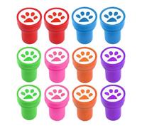 Small Stamps, Dog Paw Print, 12 Pieces Compact Portable Lightweight Versatile Reliable Long Lasting Pp Material Playful Creative, Self-Inking Stamps for Teacher Award Kids, 1.38x0.98Inches