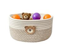 Small Storage Basket, Woven Cotton Bin, Space-Saving Organizer Container, Soft Flexible Structure, Multi-Purpose Design, Perfect for Laundry Clothes Blankets Books Towels Dog Toys, 9.84x7.09 inches