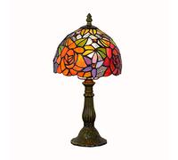 Small Table Lamp, 8" Stained Glass Nightstand Reading Desk Lamp, Bedroom Bedside Lamp,10 Styles for You,Rose b