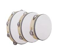 Small Tambourine, Musical Hand Drums, 3 Pieces Portable Lightweight Wooden Frame Compact Creative Metal Material, Kids Music Instruments for Education Home Entertainment, White