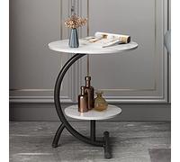 Small Tea Table Corner Table Marble Side Table Living Room Sofa Side Table Balcony Small Round Tabl (Color : Black+Black Size : 5557cm) (White+black 55 * 57cm)
