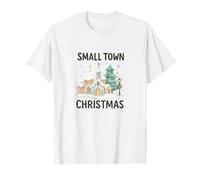 Small Town Christmas - Cozy Watercolor Church & Village Snow Maglietta