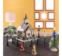Small Town Church Set Lemax - Chiesa Illuminata con Scene Natalizie
