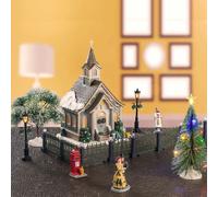 Small Town Church Set Lemax - Chiesa Illuminata con Scene Natalizie