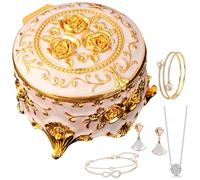 Small Trinket Organizer - 8x8x5cm Vintage Metal Jewelry Box | 1x Trreasure Chest Case, Oval Small Metal Trinkett Box | Zinc Alloy Trinket Organizer For Necklaces, Bracelets, Earrings, And Rings