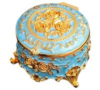 Small Trinket Organizer - 8x8x5cm Vintage Metal Jewelry Box | Trreasure Chest Case, 1x Oval Small Metal Trinkett Box | Zinc Alloy Trinket Organizer For Necklaces, Bracelets, Earrings, And Rings