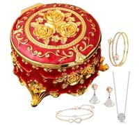 Small Trinket Organizer - 8x8x5cm Vintage Metal Jewelry Box | Trreasure Chest Case, Oval Small Metal Trinkett Box | 1pc Zinc Alloy Trinket Organizer For Necklaces, Bracelets, Earrings, And Rings