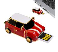 Small USB Flash Drive, Classic Car Shape Memory Stick, Data Transfer Tool, 4GB Secure Storage, Retro Metal Design for TV, Computer, Camera, Music, Photo Backup, 0.94x1.77 inches