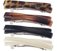 SmallCat 4 fermagli per capelli da 6,3 cm con guscio di tartaruga da donna, fermagli per capelli classici francesi, accessori per capelli curvi lucidi da donna, per capelli lunghi e spessi (nero,