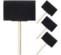 SmallCat 4 pennelli in schiuma, 10 cm, in spugna per vernici, riutilizzabili, con manici in legno, per pittura, colorazione e artigianato fai da te, colore nero