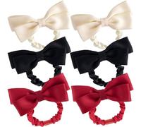 SmallCat 6 graziosi elastici per capelli in seta, da donna, colore rosso, nero, bianco, per coda di cavallo, accessori per capelli per matrimoni, Halloween, feste di Natale