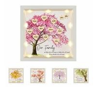 Smallduuck Albero della famiglia personalizzato con luci LED 1-15 bambini nome Shadowbox in legno La nostra famiglia memoria cornice albero di famiglia Regalo per il Natale nonna mamma moglie amante