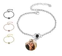 Smallduuck Bracciale con proiezione di foto a cuore personalizzato Bracciale regolabile da donna 100 lingue ti amo Gioielli fotografici per compleanno San Valentino Natale,Stile 4