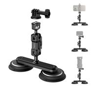 SMALLRIG 2-in-1 Supporto a Doppia Ventosa Magnetica per Gopro, Supporto per Fotocamera per Auto Esterno per Action Camera, con Braccio Magico con Testa a Sfera Antideflessione - 4467