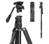 SmallRig 71 treppiede video monopiede con testa fluida, treppiede in alluminio, panorama 360 per viaggi, videoing, live streaming, vlogging, altezza regolabile da 16,5 pollici a 71, carico utile