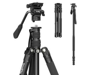 SmallRig 71 treppiede video monopiede con testa fluida, treppiede in alluminio, panorama 360 per viaggi, videoing, live streaming, vlogging, altezza regolabile da 16,5 pollici a 71, carico utile
