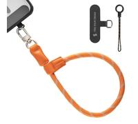 SMALLRIG Cinturino da polso regolabile per telefono, cinturino da polso in pelle e nylon da 38 cm per smartphone con gancio integrato per chiavi e accessori, per iPhone, per Samsung, Arancia- 5302
