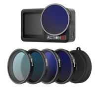 SMALLRIG Kit filtri ND per DJI Osmo Action 5 Pro/Action 4, confezione da 5 filtri polarizzanti a densità neutra CPL FS ND8 ND16 ND32 a scatto e copertura in silicone per obiettivo - 5411