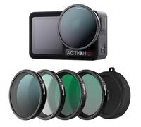 SMALLRIG Kit filtri per DJI Osmo Action 5 Pro/4, set di filtri obiettivo con filtro Black Mist da 1/4", ND16/CPL, Star-Cross, simulatore di pellicola e copertura in silicone, attacco a scatto - 5412