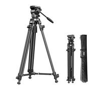 SMALLRIG Kit Treppiede Video Leggero in Fibra di Carbonio con Testa Fluida di Smorzamento Step-less, Treppiede da 64'', Piastra QR, Carico Fino a 13,2 Libbre per Videocamera, Fotocamere AD-50-4685