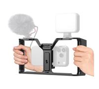 SMALLRIG Phone Cage IG-01 Doppia Impugnatura V-Mount - 5355 | adatto per iphone e Android, pero filettato da 1/4"-20, attacco Cold Shoe, IG-01 IntegraGrip Universal Phone Cage