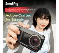 SmallRig Street Grip Kit per DJI Osmo Action 5 Pro / 4/3, Gabbia in Alluminio con Tracolla, Anello di Protezione Lente, Telaio Protettivo
