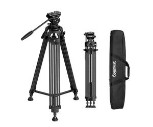SMALLRIG Treppiede Carbonio FreeSpeed 75" 10kg - 5443 | Testa Fluida per Piastra Manfrotto, Treppiede per Fotocamera da 75", Portata Fino a 10 kg, Estensione Rapida
