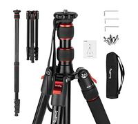 SMALLRIG Treppiede da 68"/170 cm, Treppiede Pieghevole in Alluminio, Compatibile con Testine Video da 1/4"-20 e 3/8"-16, Carico Utile 33 Libbre/15 kg, Altezza Regolabile da 16,1" a 66,9" - 3983