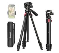 SMALLRIG Treppiede per fotocamera in alluminio AP-30, treppiede da viaggio da 67,7" con clip per telefono e borsa trasporto, treppiedi portatili con gambe a blocco rapido, carico max 11 libbre - 5474