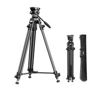 SMALLRIG Treppiede Video Leggero con Testa Fluida a 360°, Treppiede per Fotocamera in Lega di Alluminio con Piastra QR, Cordoncino ad Azione Rapida Montato al Centro, Carico Fino a 5 kg, AD-50-4684