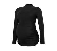 Smallshow Abbigliamento Premaman Donna Maniche Lunghe Magliette e Top maternità,Black,L