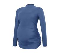 Smallshow Abbigliamento Premaman Donna Maniche Lunghe Magliette e Top maternità,Grey Blue,XXL